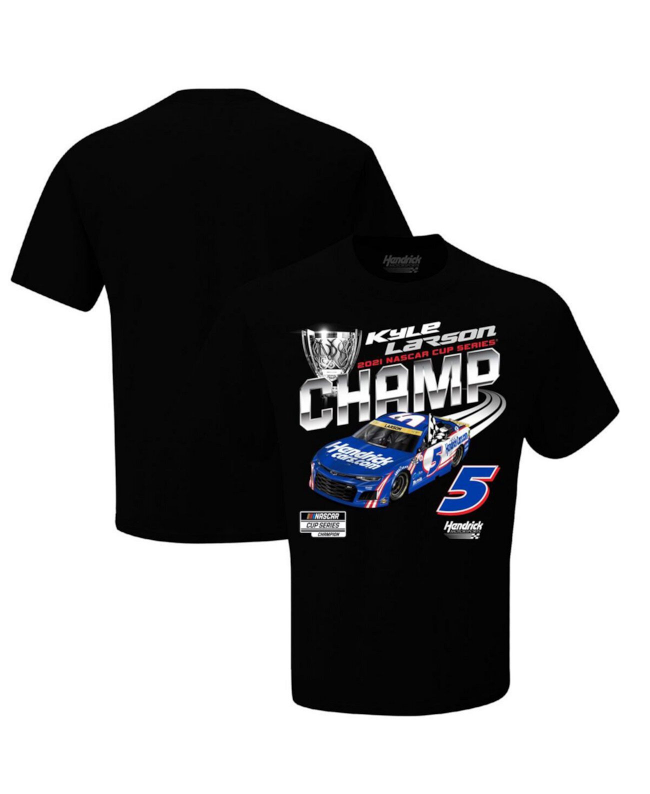 Мужская черная футболка Kyle Larson с чемпионом серии NASCAR Cup 2021 HendrickCars.com Official Champ Hendrick Motorsports Team Collection