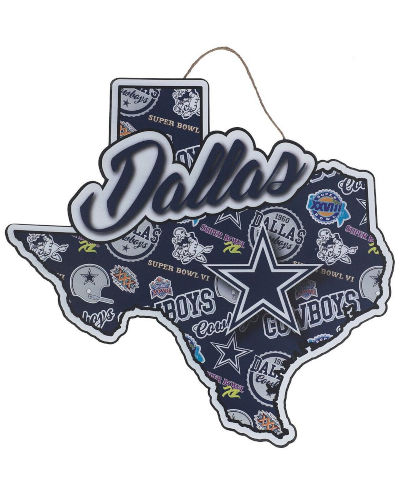 Вырезанный государственный знак Dallas Cowboys 10,5 x 15 дюймов FOCO