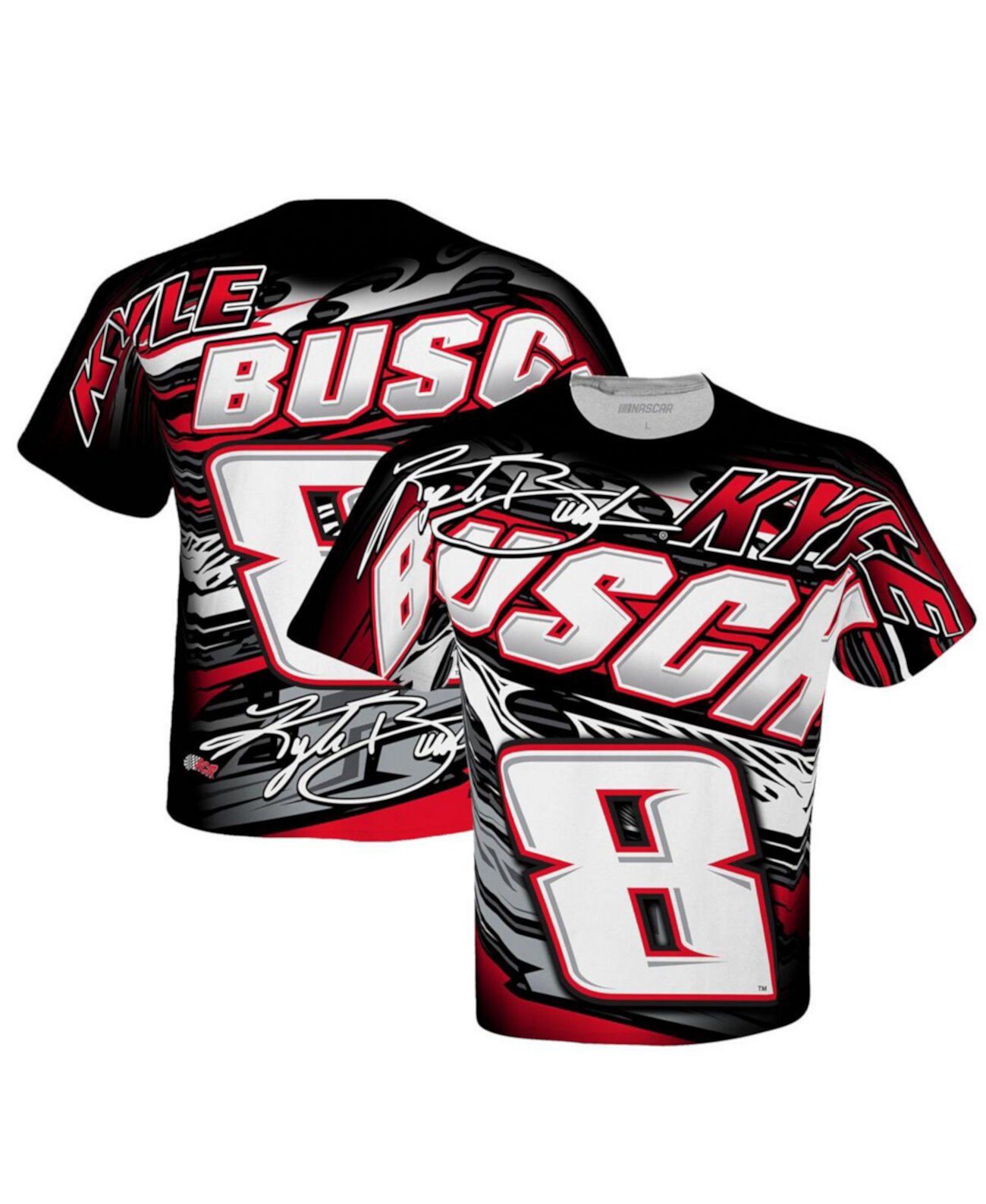 Мужская черная сублимированная футболка с принтом Kyle Busch High Bank Total Richard Childress Racing Team Collection