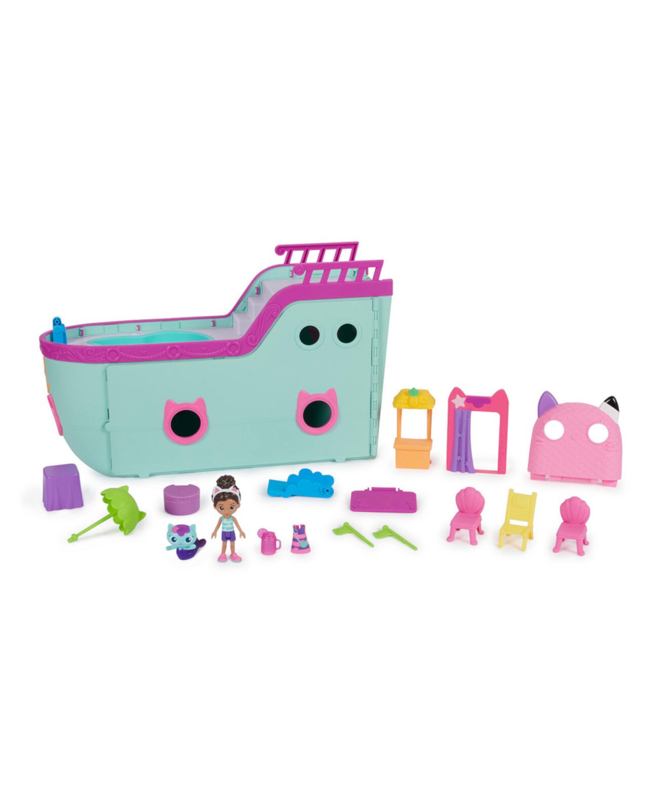 Корабль-друг Gabby Cat, игрушка-круизный лайнер с 2 игрушечными фигурками, игрушки-сюрпризы, аксессуары для кукольного домика, детские игрушки для девочек и мальчиков 3 плюс Gabby's Dollhouse