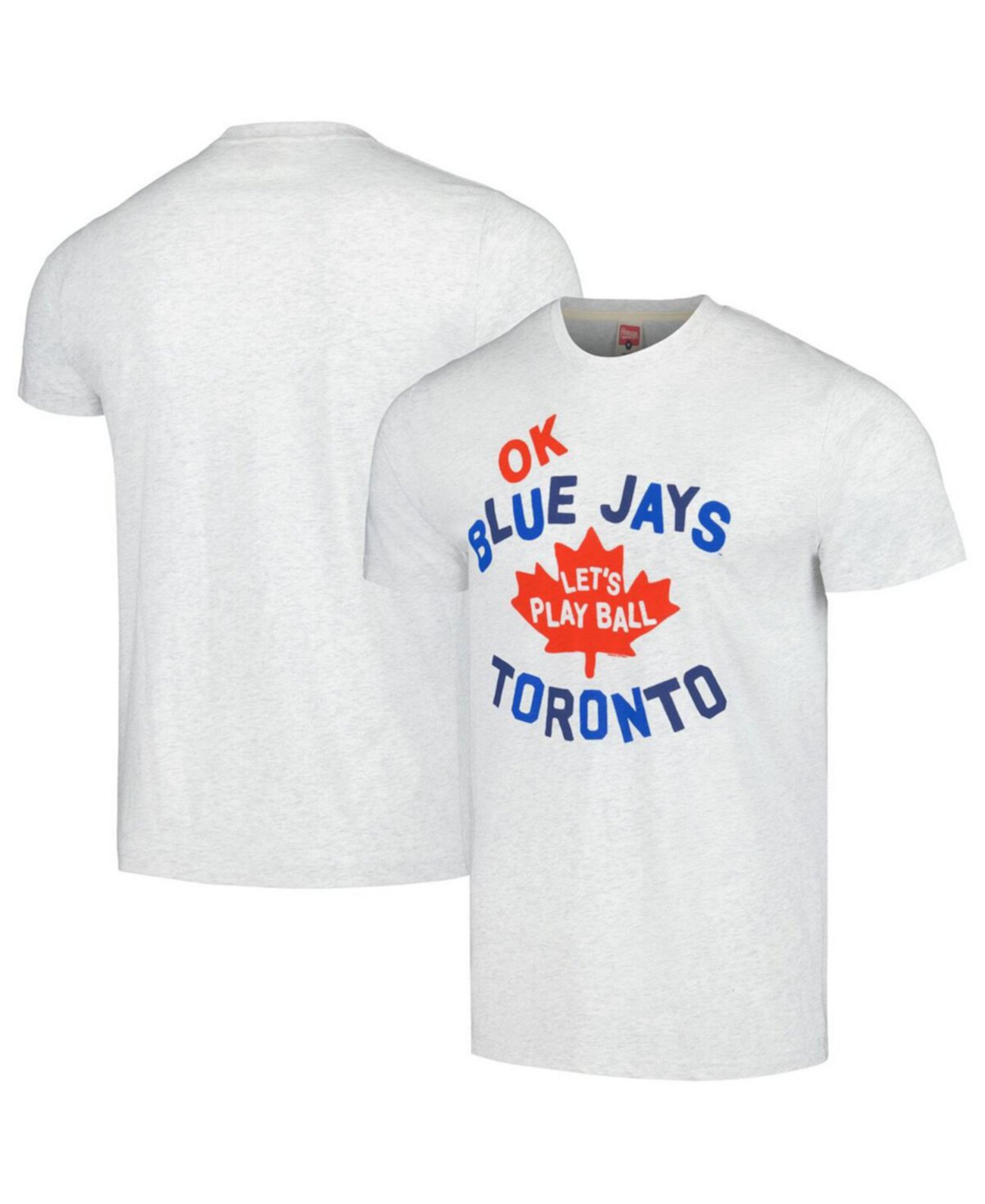 Мужская серая футболка Toronto Blue Jays Doddle Collection Let's Play Ball Tri-Blend Homage