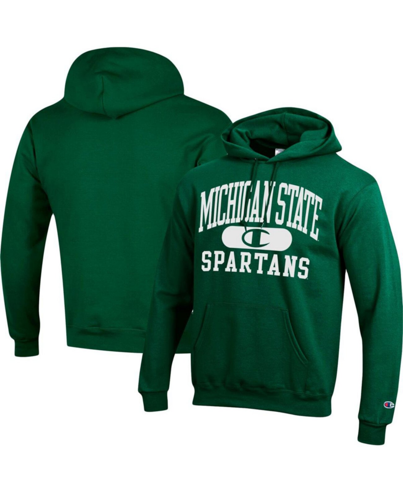 Мужской зеленый пуловер с капюшоном Michigan State Spartans Arch Pill Champion