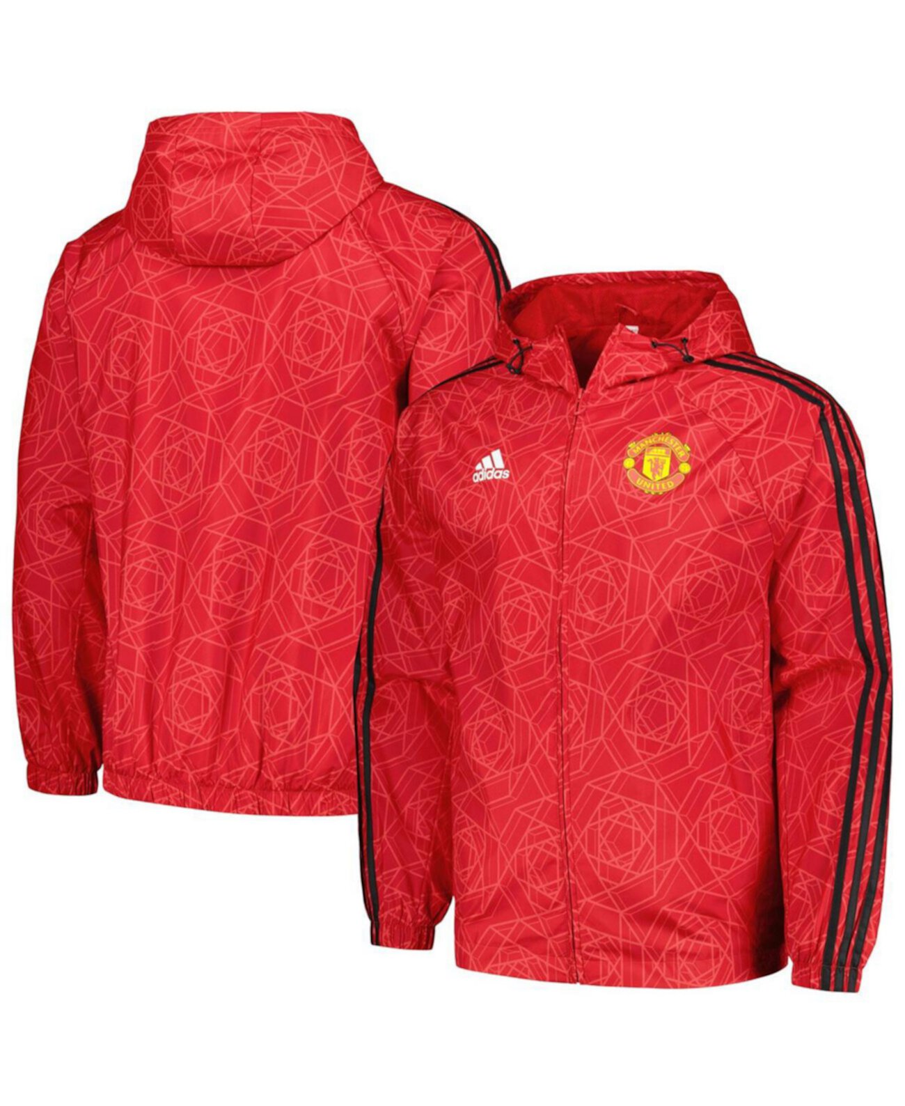 Мужская красная ветровка с молнией во всю длину Manchester United 2023/24 DNA Raglan Adidas