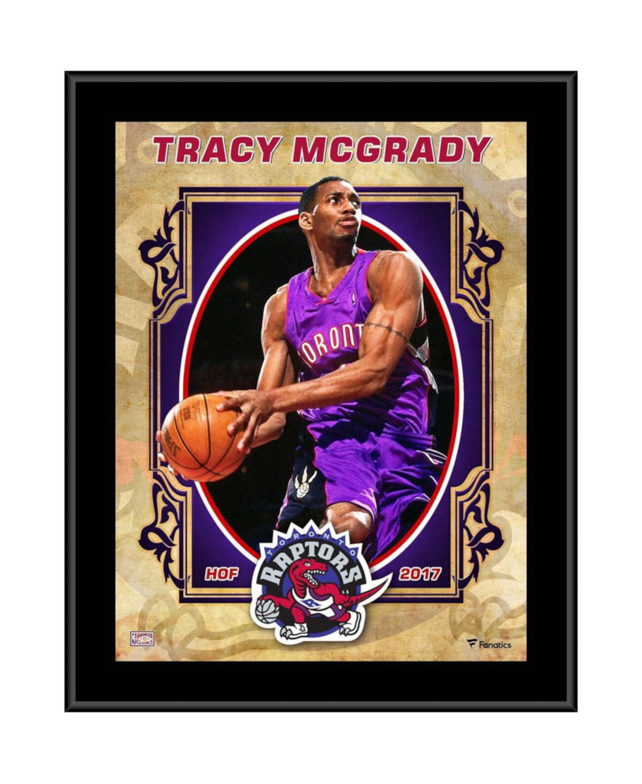 Табличка для игрока из сублимированной твердой древесины Tracy McGrady Toronto Raptors размером 10,5 x 13 дюймов Fanatics Authentic