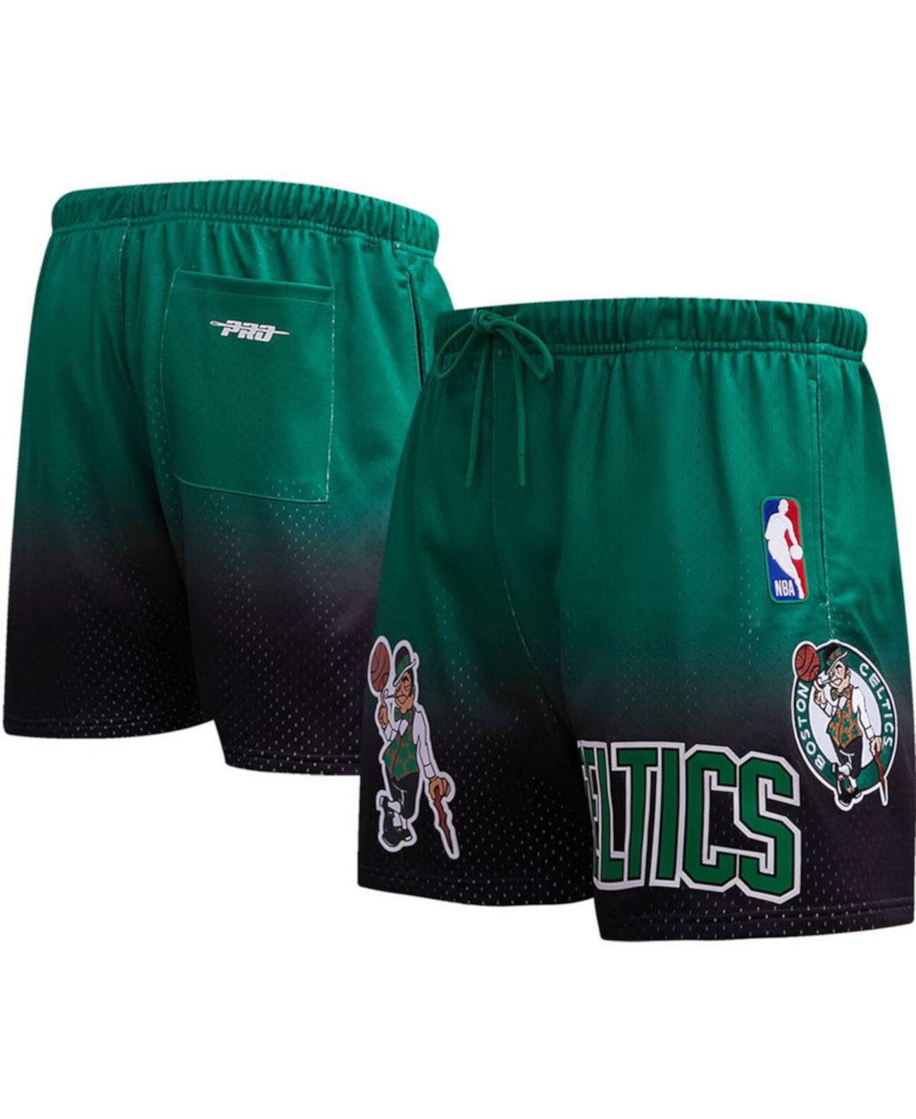 Мужские фиолетовые, зеленые шорты Kelly Boston Celtics в сетку с эффектом омбре Pro Standard