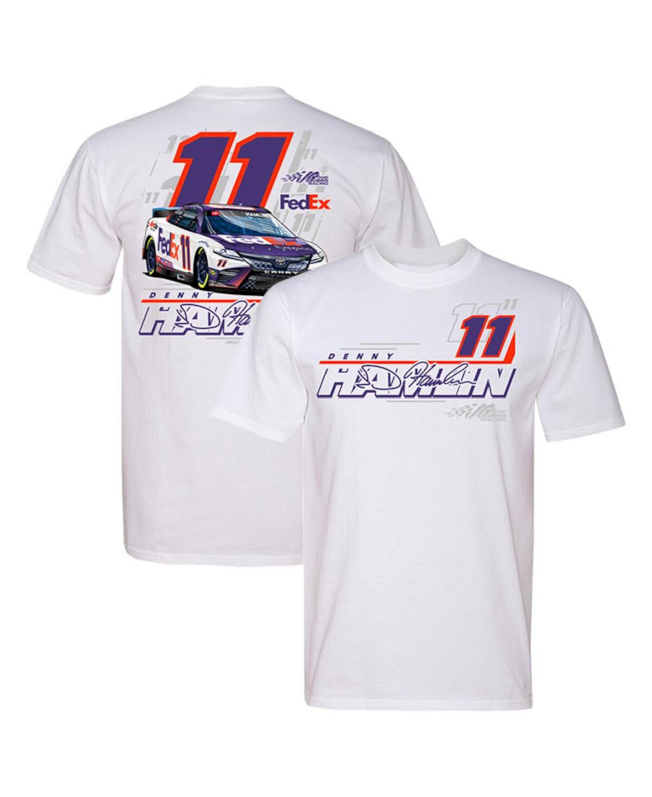 Мужская белая футболка Denny Hamlin FedEx Car 2-Spot Joe Gibbs Racing Team Collection