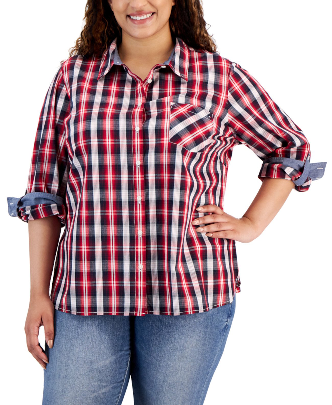 Женская рубашка в клетку с регулируемыми рукавами Tommy Hilfiger Tommy Hilfiger