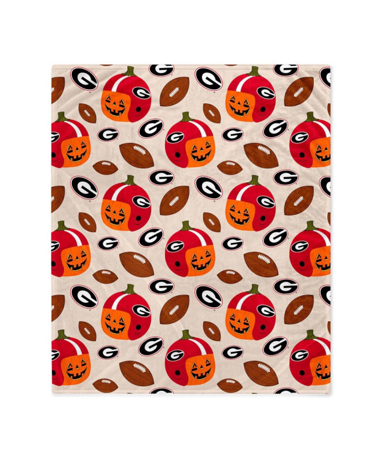 Плед из флиса Georgia Bulldogs 152 см x 178 см с тематикой тыквы Pegasus Home Fashions