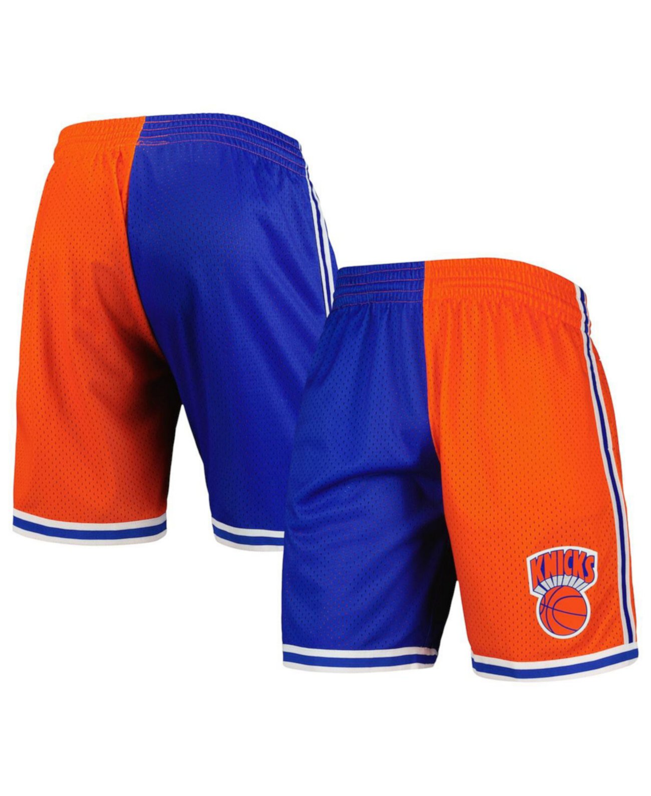 Мужские синие и оранжевые шорты New York Knicks Hardwood Classics 1991 с разрезом Swingman Mitchell & Ness