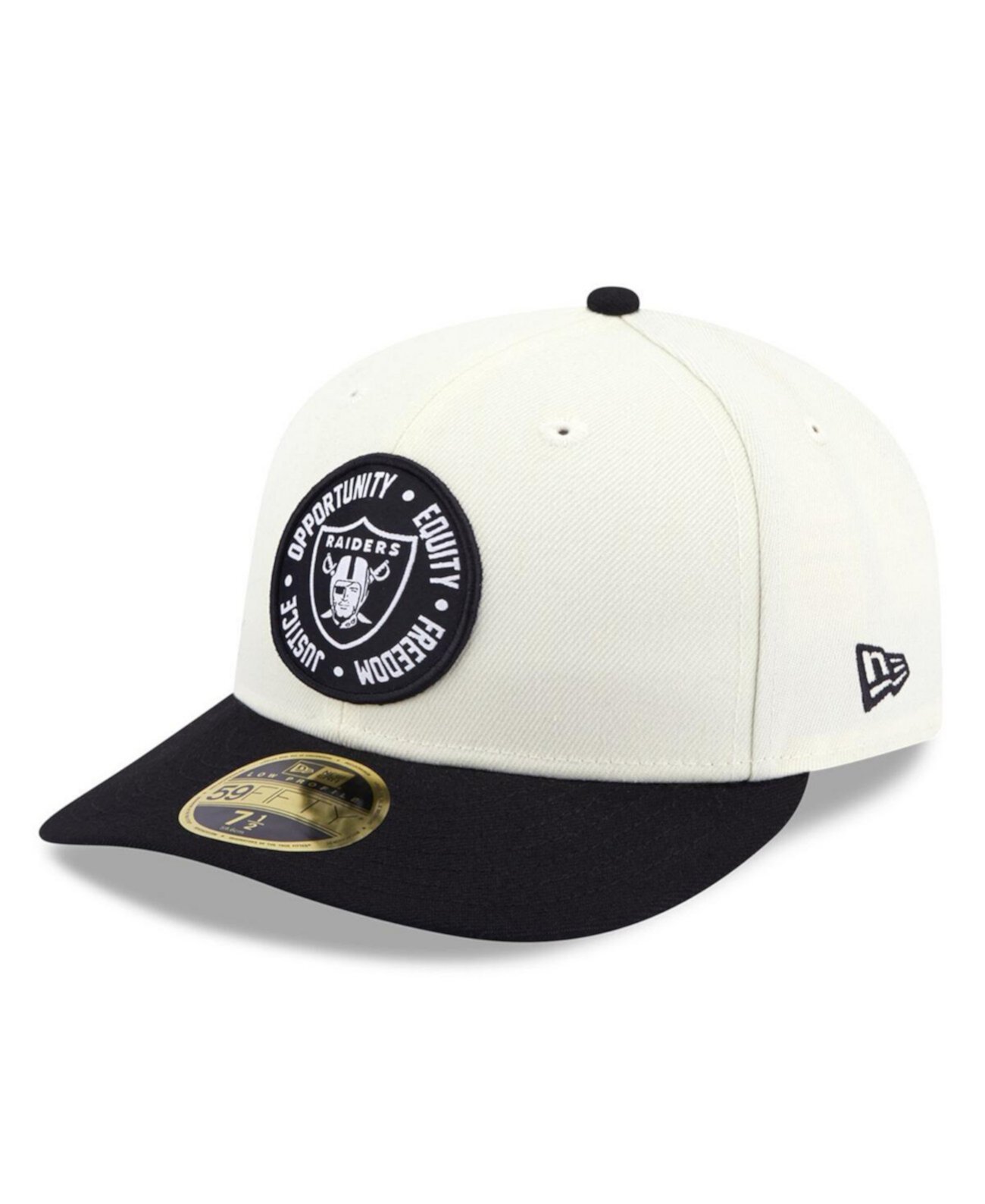 Мужская кремовая, черная кепка Las Vegas Raiders 2022 Inspire Change 59FIFTY с низким профилем приталенного кроя New Era