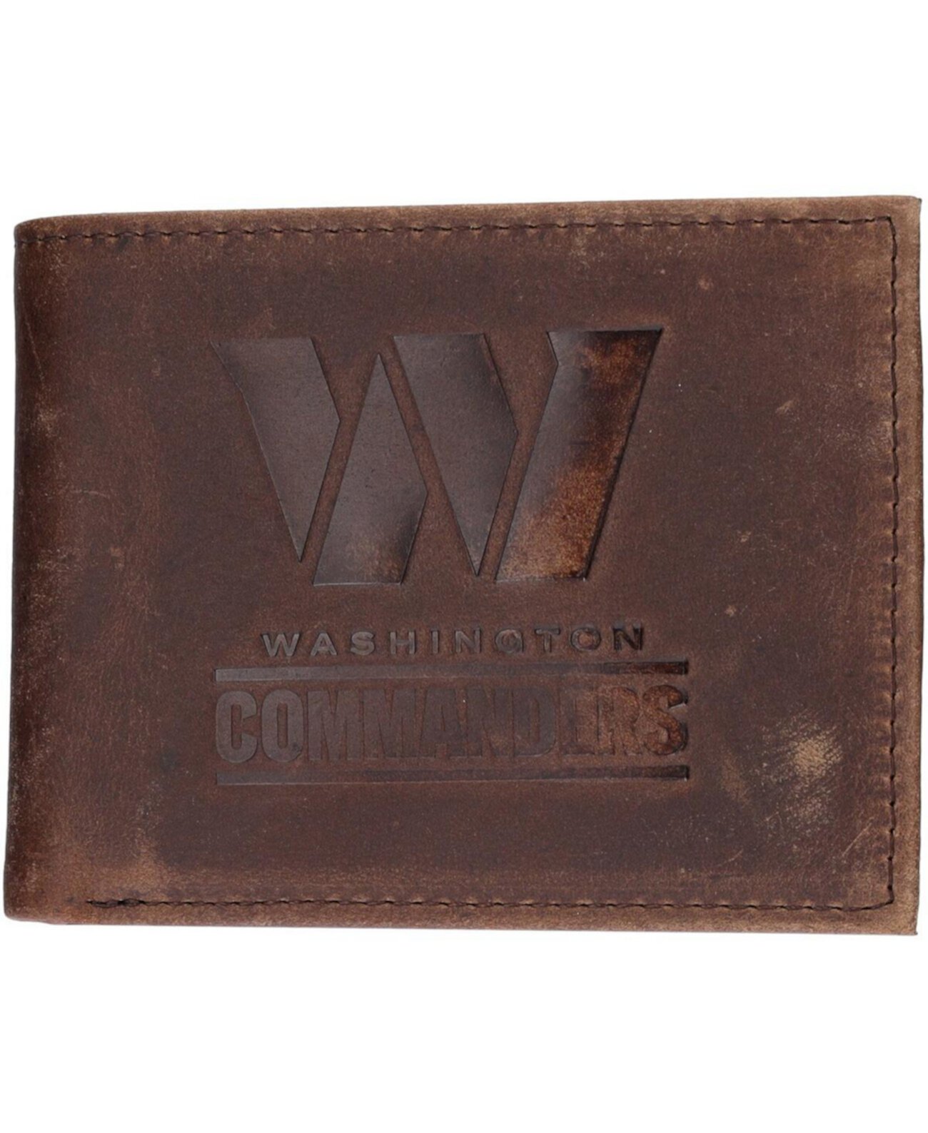 Мужской коричневый кожаный кошелек двойного сложения Washington Commanders EVERGREEN ENTERPRISES