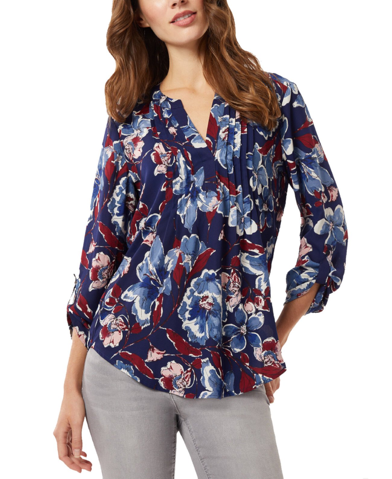 Женская рубашка с защипами и защипами с цветочным принтом Jones New York