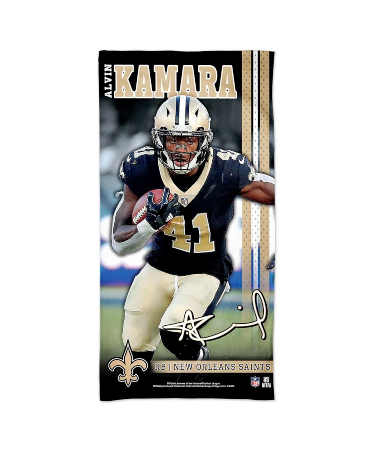 Пляжное полотенце Spectra Player Alvin Kamara New Orleans Saints 30 x 60 дюймов Wincraft