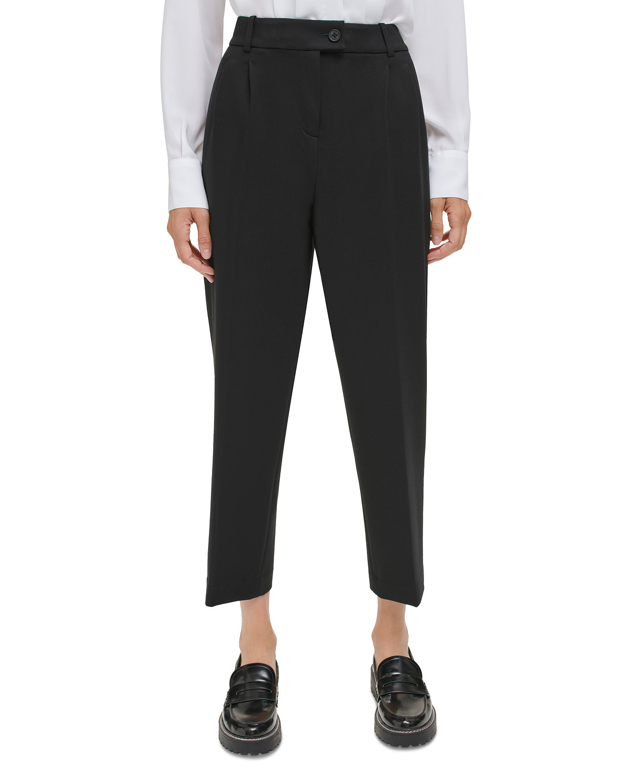 Укороченные брюки до щиколотки Petite со складками спереди Calvin Klein