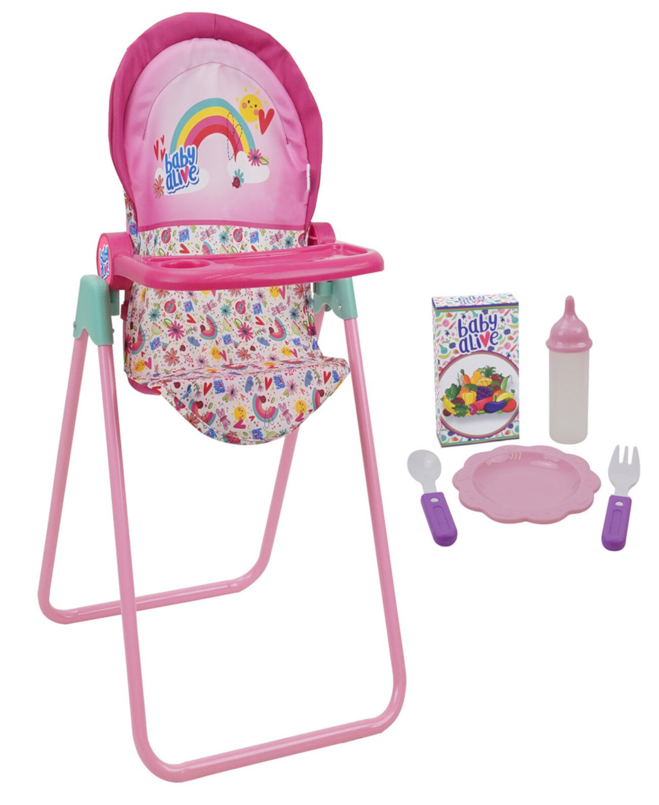 Розовый, набор стульчиков для кормления для куклы Rainbow Baby Alive