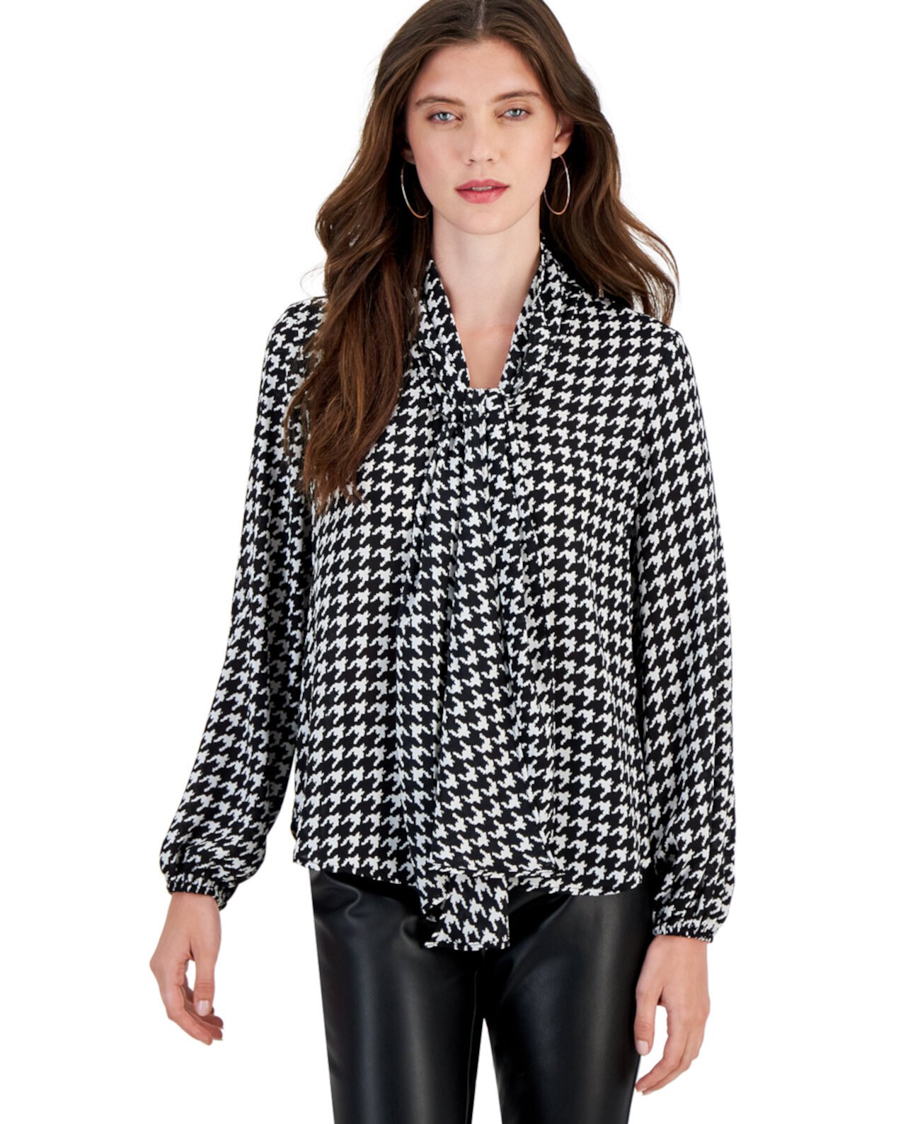 Женская блузка с воротником «гусиные лапки» и длинными рукавами, созданная для Macy's Bar III