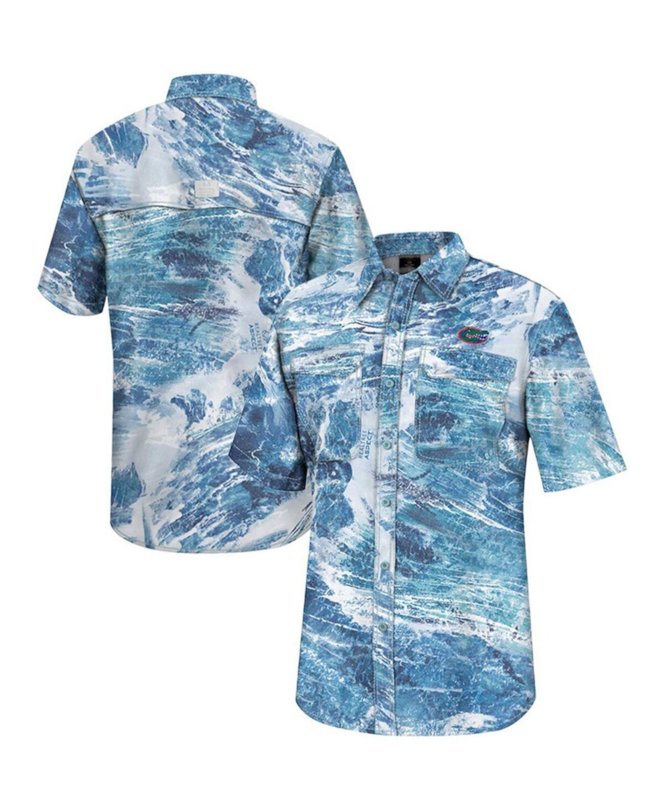 Мужская синяя рубашка для рыбалки на пуговицах Realtree Aspect Charter Florida Gators Colosseum