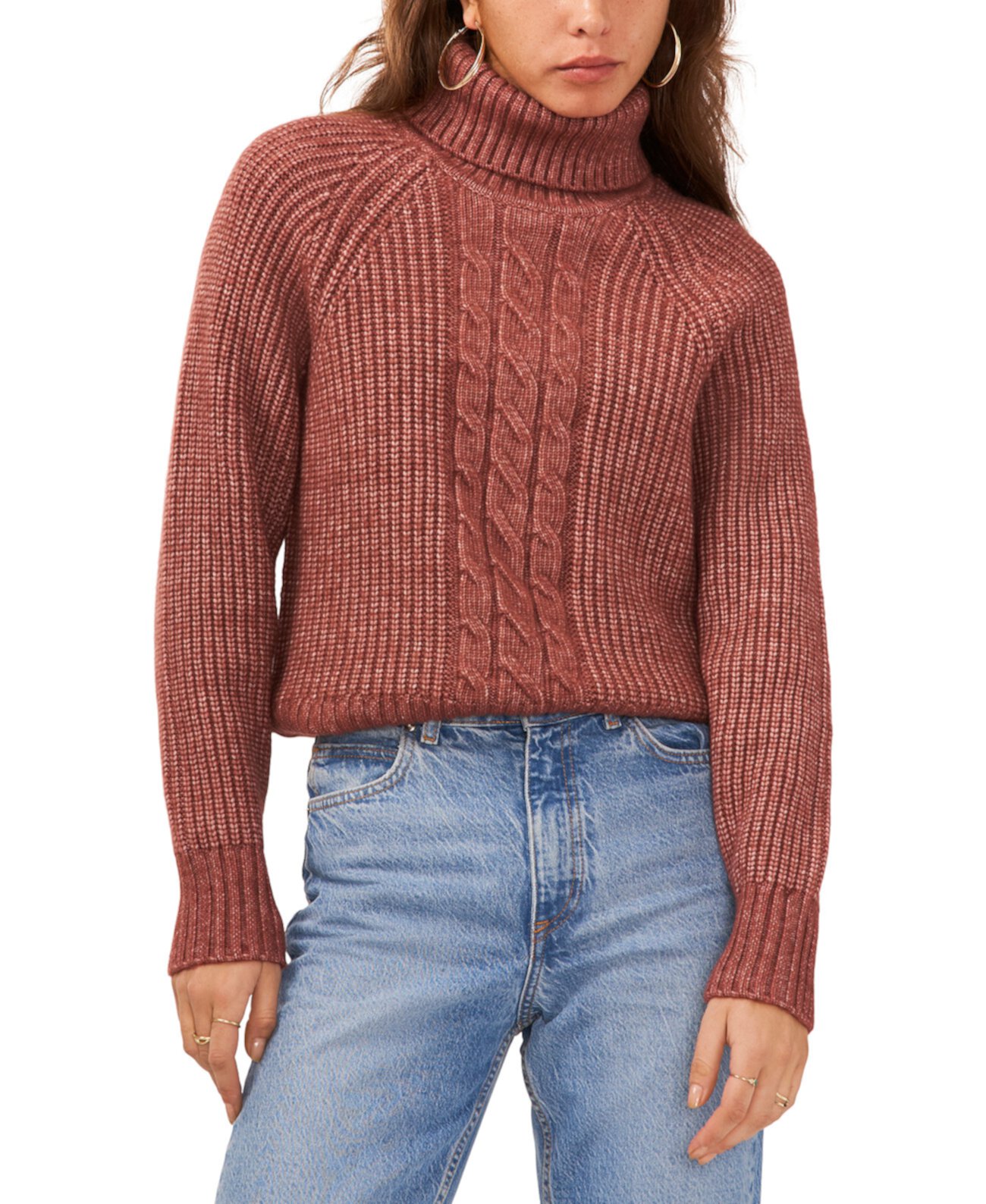 Женский свитер с водолазкой, вырезом на спине и рукавами реглан 1.STATE