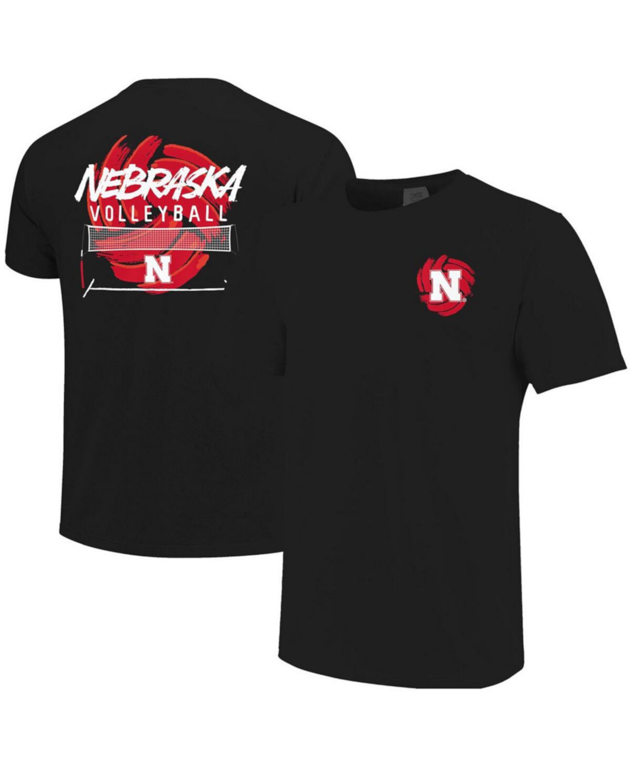 Мужская комфортная расцветка, черная футболка Nebraska Huskers с волейбольной сеткой Image One