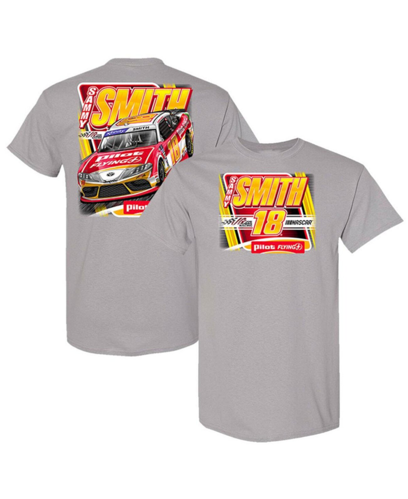 Мужская серая футболка Sammy Smith 2023 #18 Pilot/Flying J Joe Gibbs Racing Team Collection