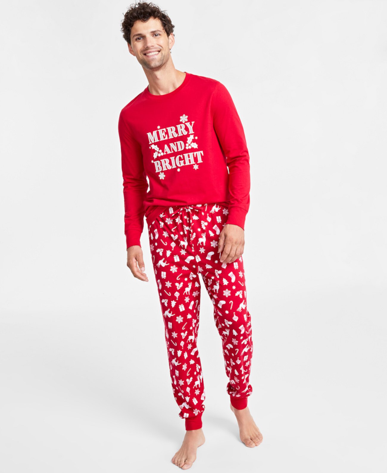 Men's Big & Tall Mix It Merry & Bright Pajamas Set, Created for Macy's Family Pajamas