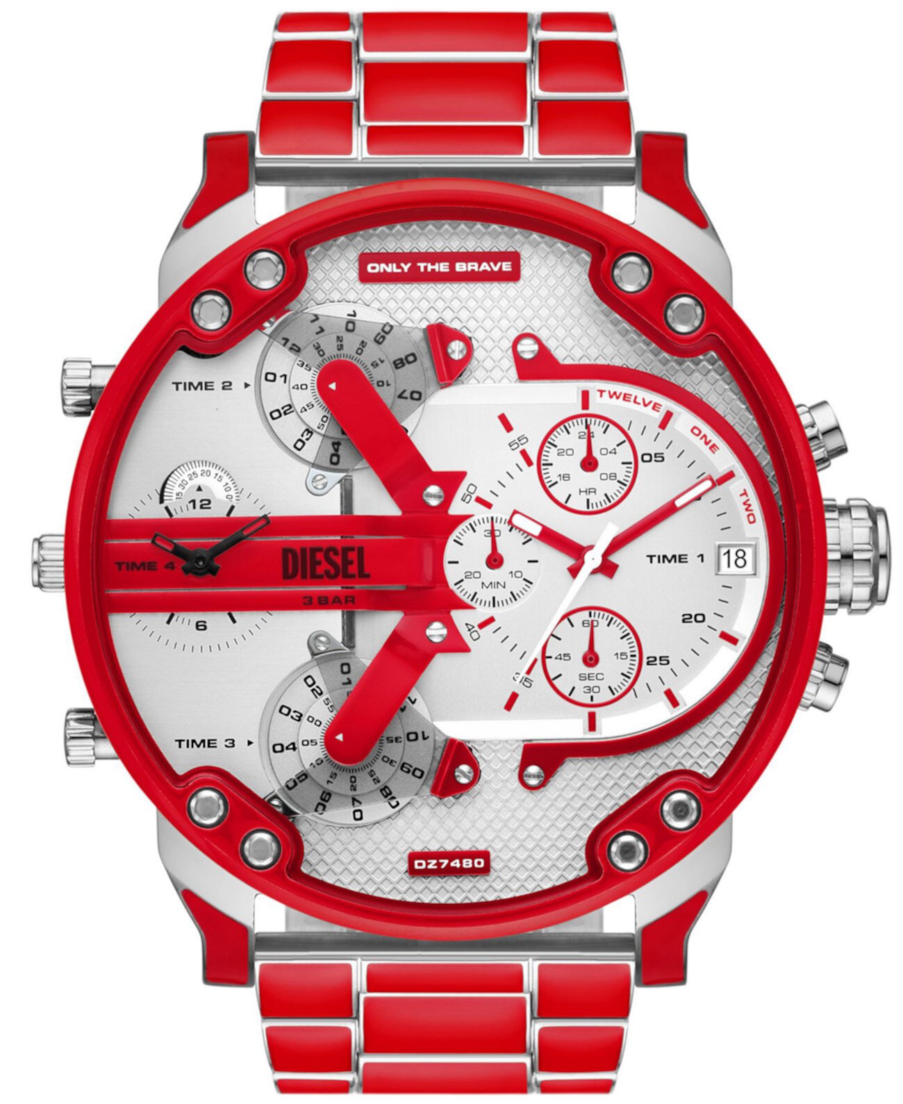 Мужские часы Mr. Daddy 2.0 с кварцевым хронографом, красные часы из нержавеющей стали, 57 мм Diesel
