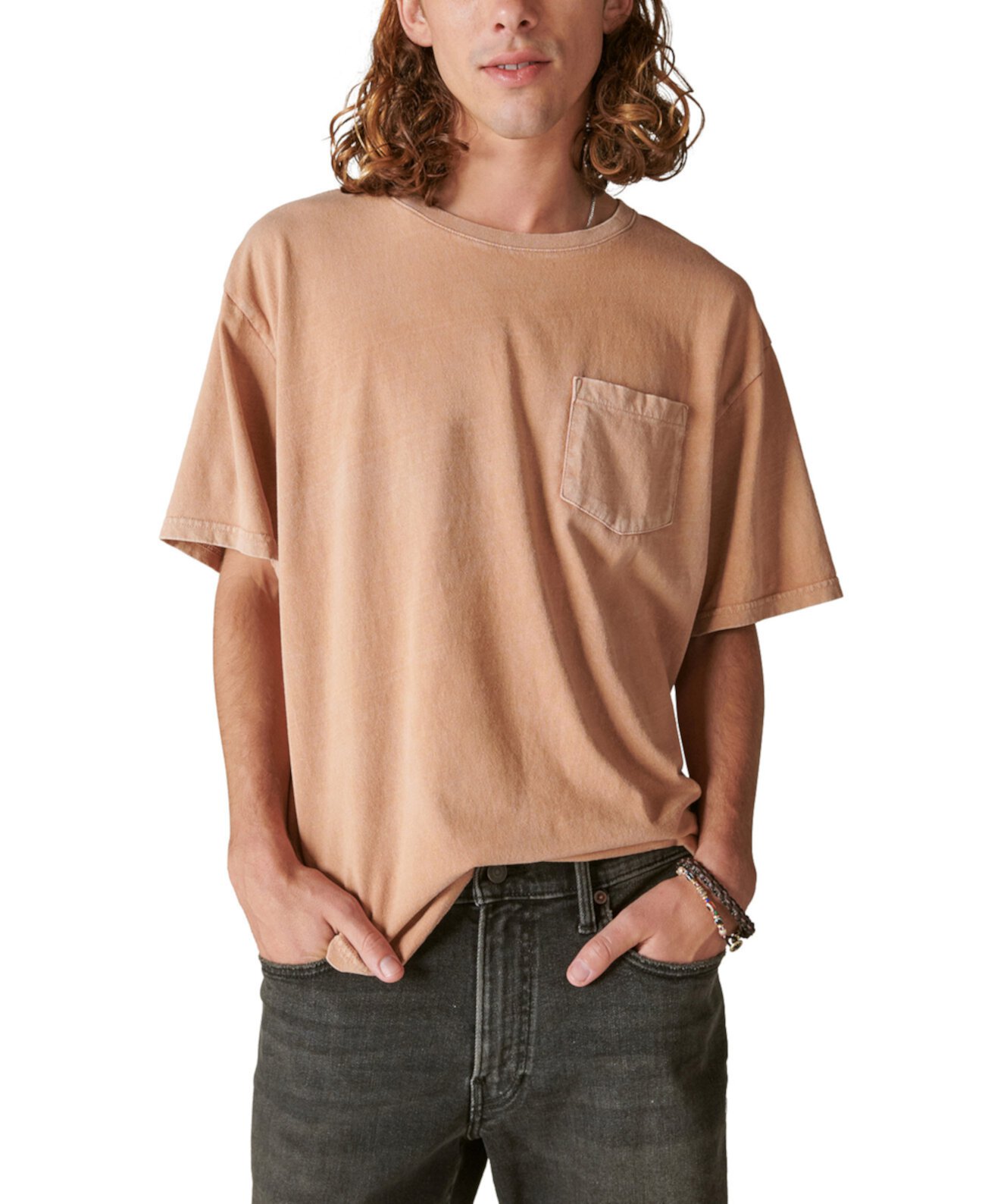 Мужская хлопковая футболка с короткими рукавами и нагрудным карманом Lucky Brand Lucky Brand