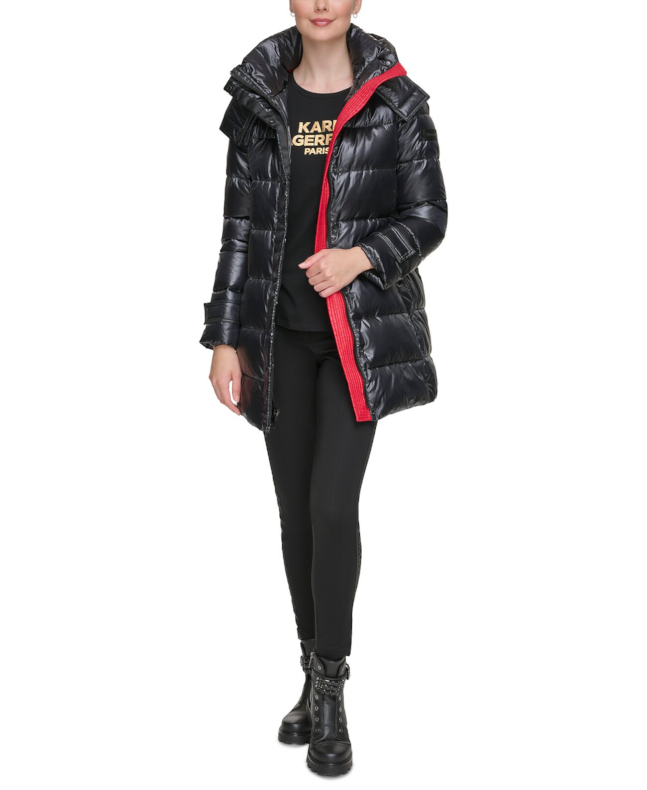 Женское Пуховое Пальто с Поясом и Капюшоном Karl Lagerfeld Paris Karl Lagerfeld Paris
