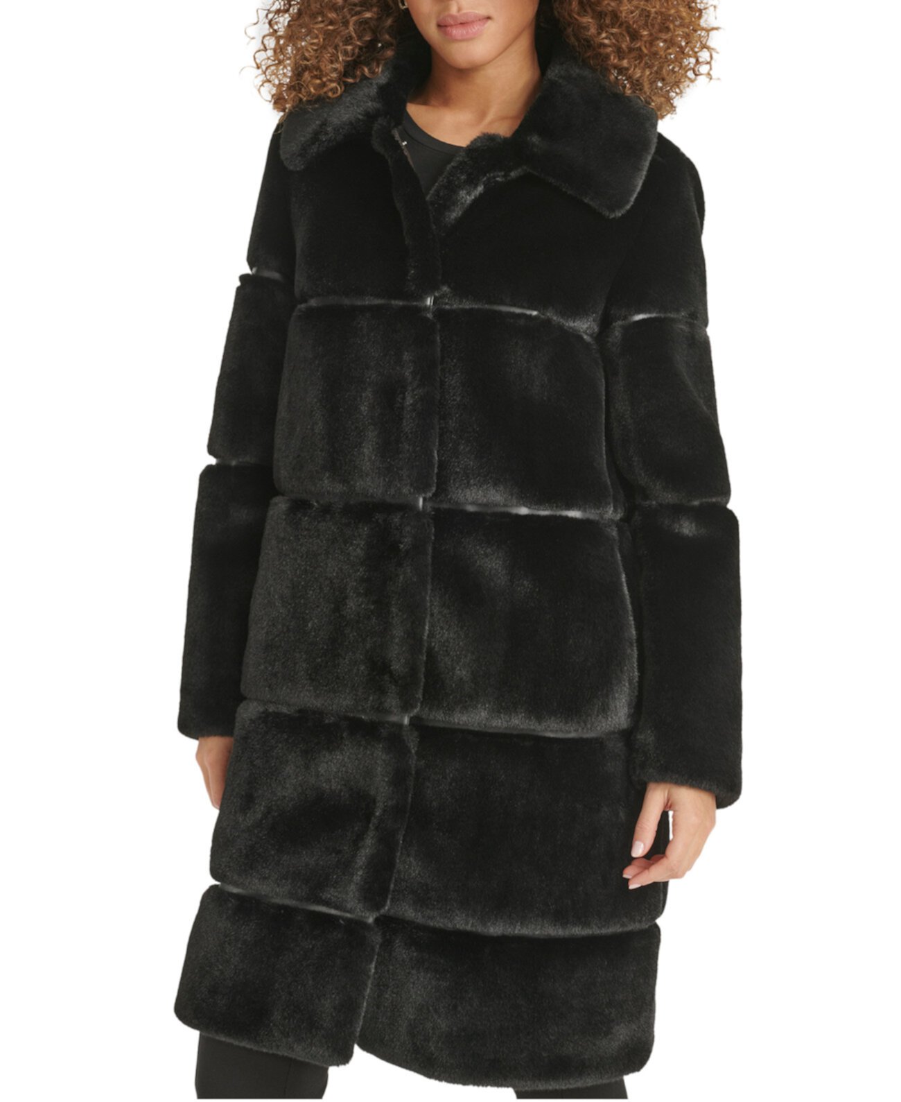 Женское Пальто Karl Lagerfeld Paris Faux-Leather Trim Faux-Fur Karl Lagerfeld Paris