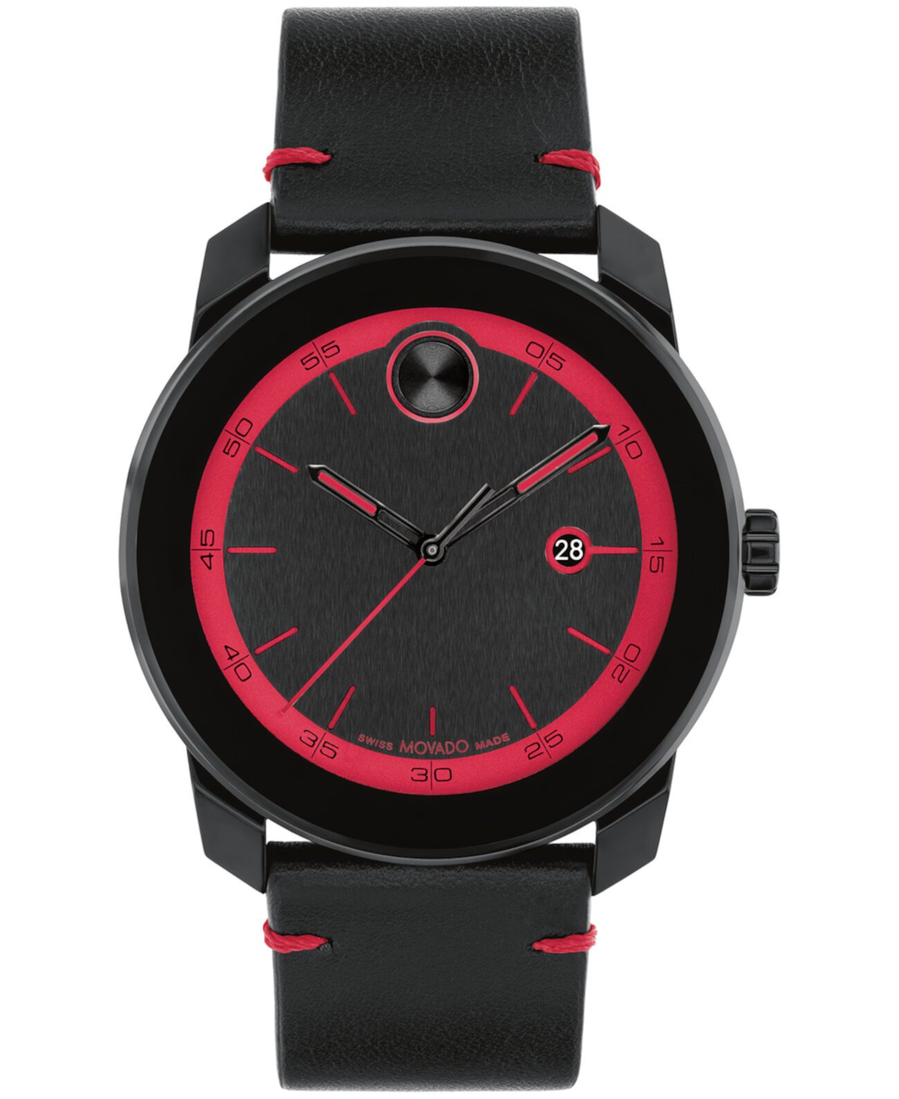 Мужские часы Bold Tr90 со швейцарским кварцем, черные кожаные часы, 42 мм Movado