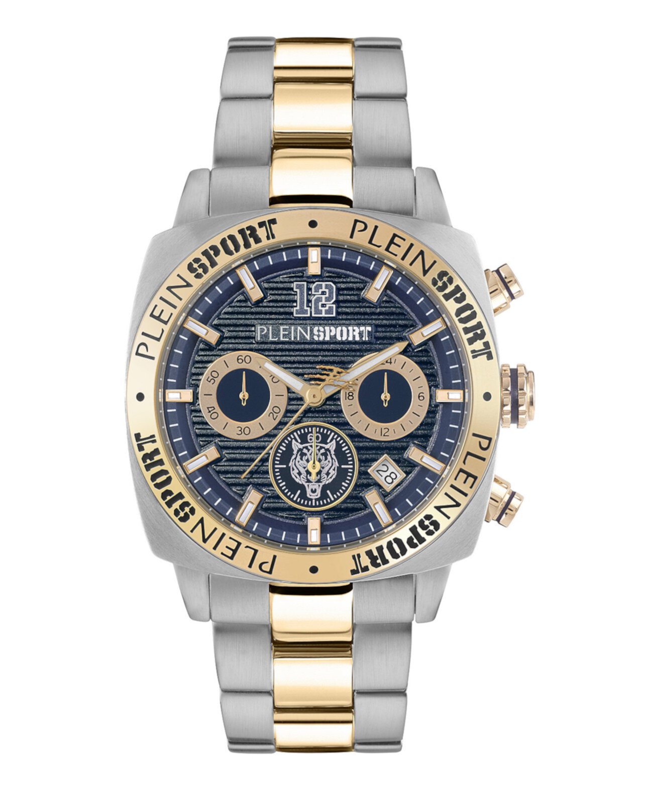 Мужские часы Wildcat с золотистым и серебристым браслетом из нержавеющей стали, 40 мм Plein Sport