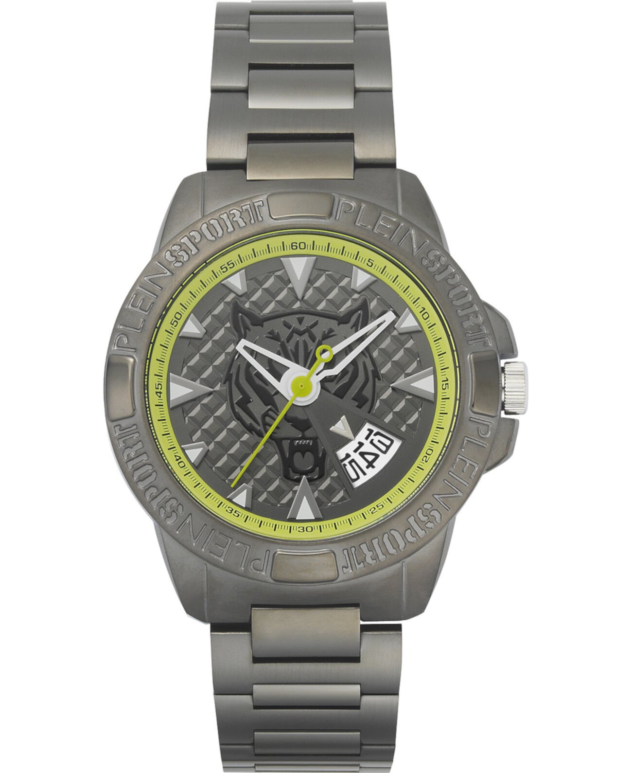 Мужские серые часы Touchdown с браслетом из нержавеющей стали, 44 мм Plein Sport