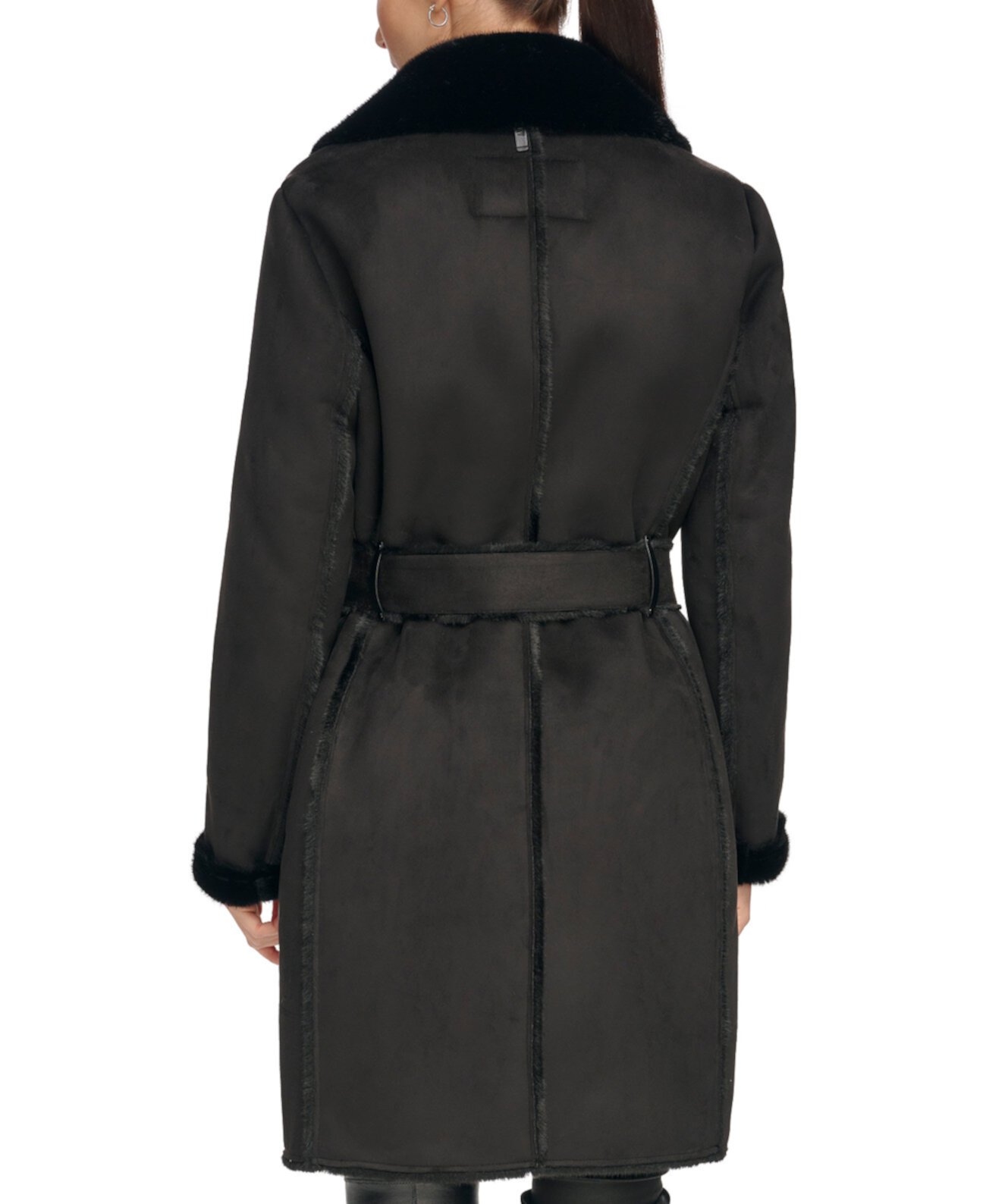 Женское Пальто с Имитацией Овчины и Поясом DKNY DKNY