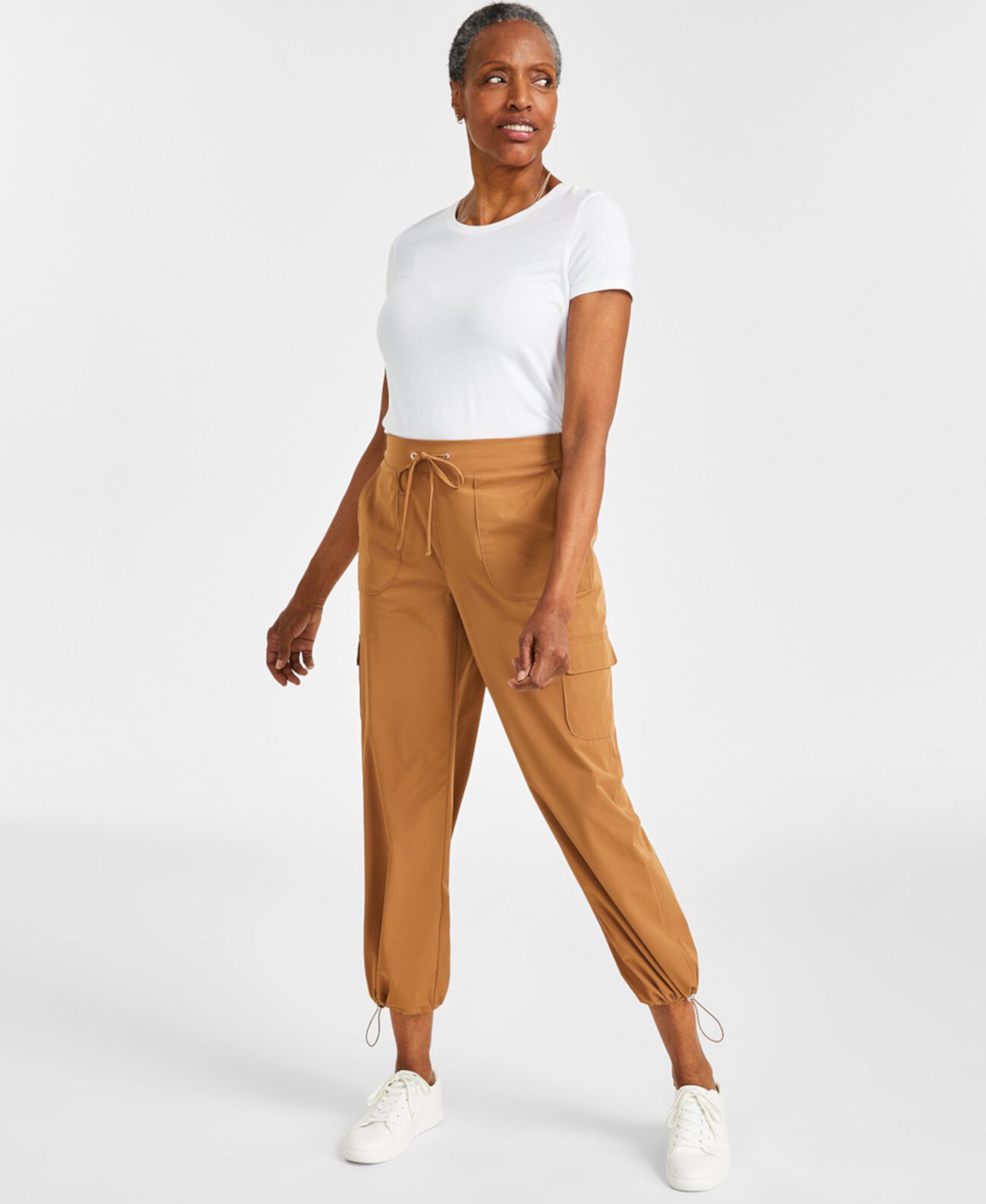 Petite Solid Drawcord-Hem Utility Pants, Created for Macy's Style & Co