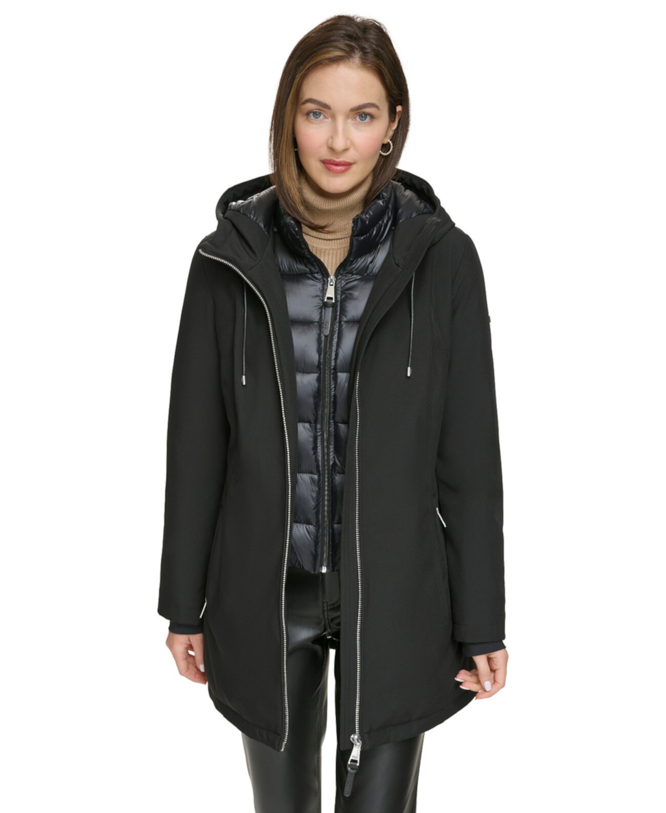 Женское Пальто DKNY Bibbed Zip-Front Puffer DKNY