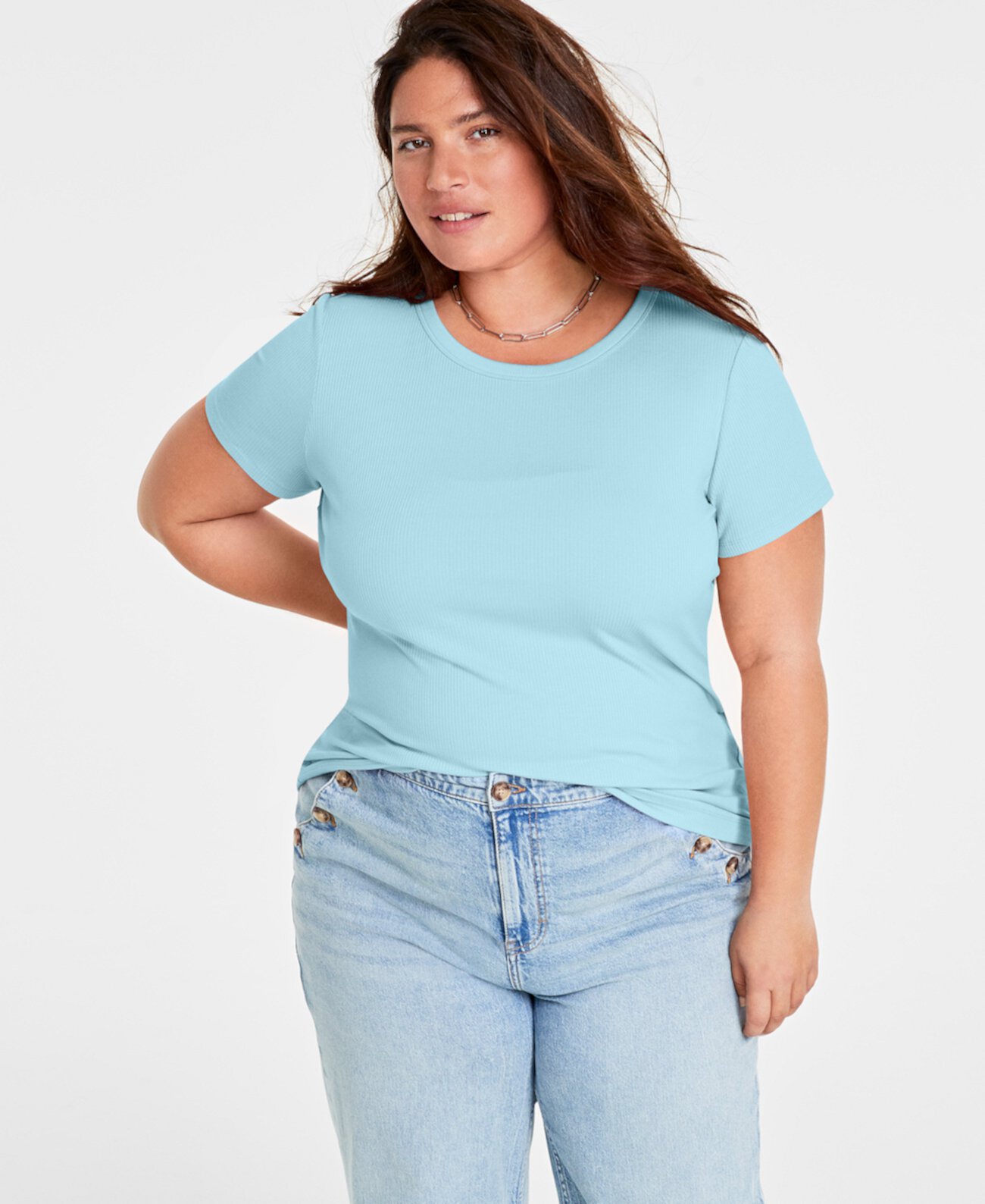 Women’s Ribbed T-Shirt, XXS-4X, Created for Macy’s On 34th