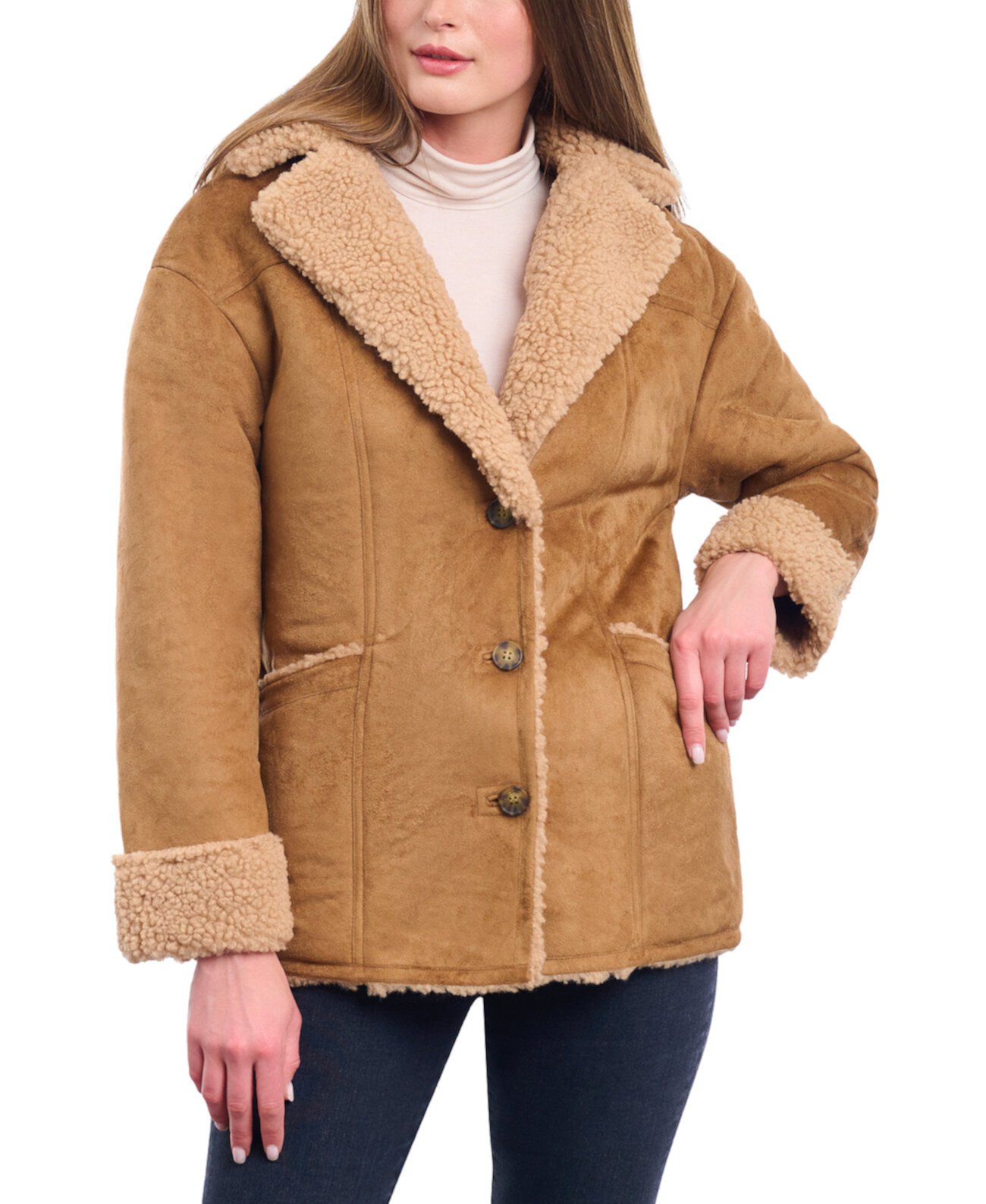 Женское пальто из искусственной овчины на пуговицах спереди Lucky Brand