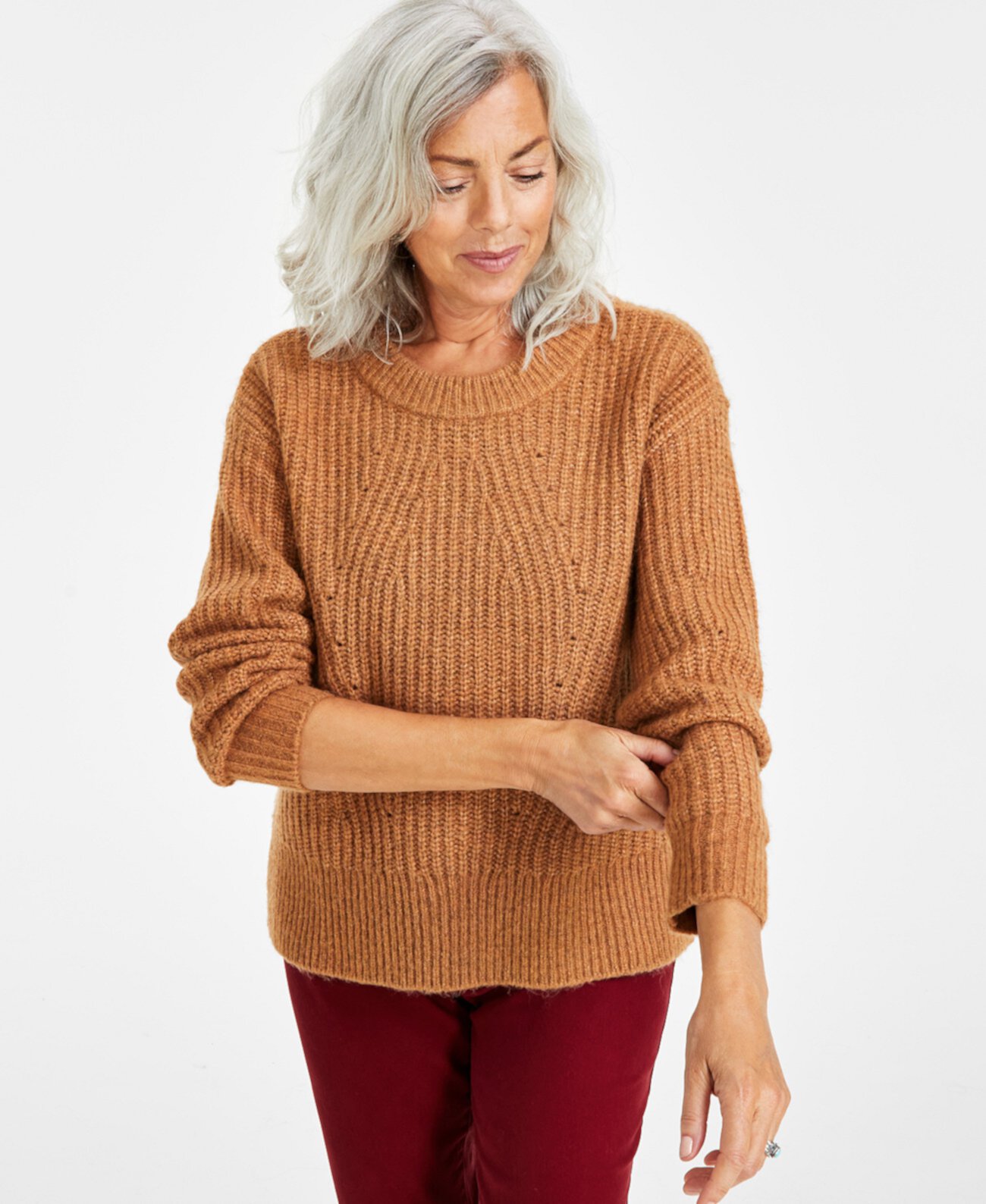 Женский свитер с круглым вырезом и заниженными плечами, созданный для Macy's Style & Co