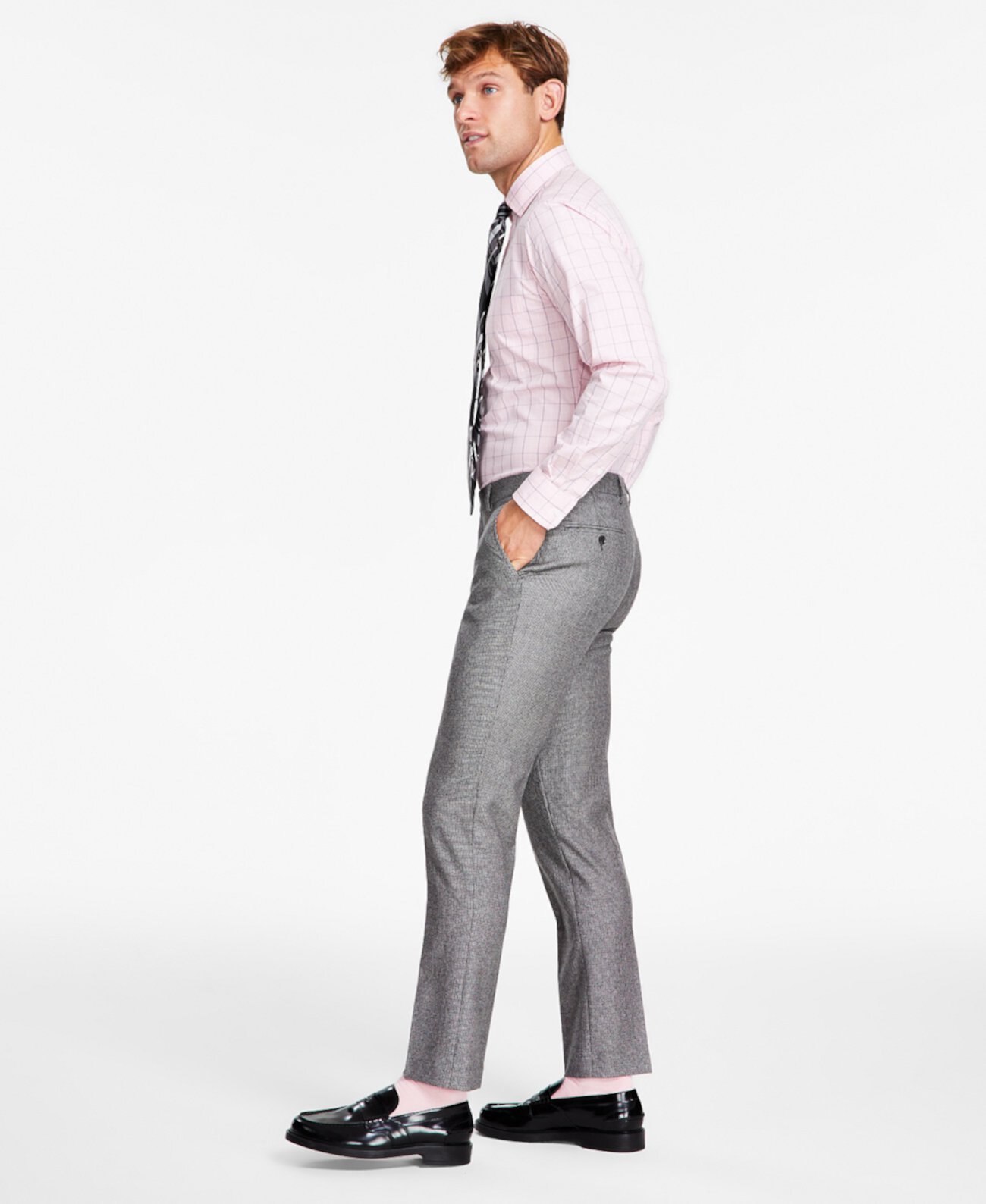 Мужские костюмные брюки современного кроя из эластичной шерсти Tommy Hilfiger