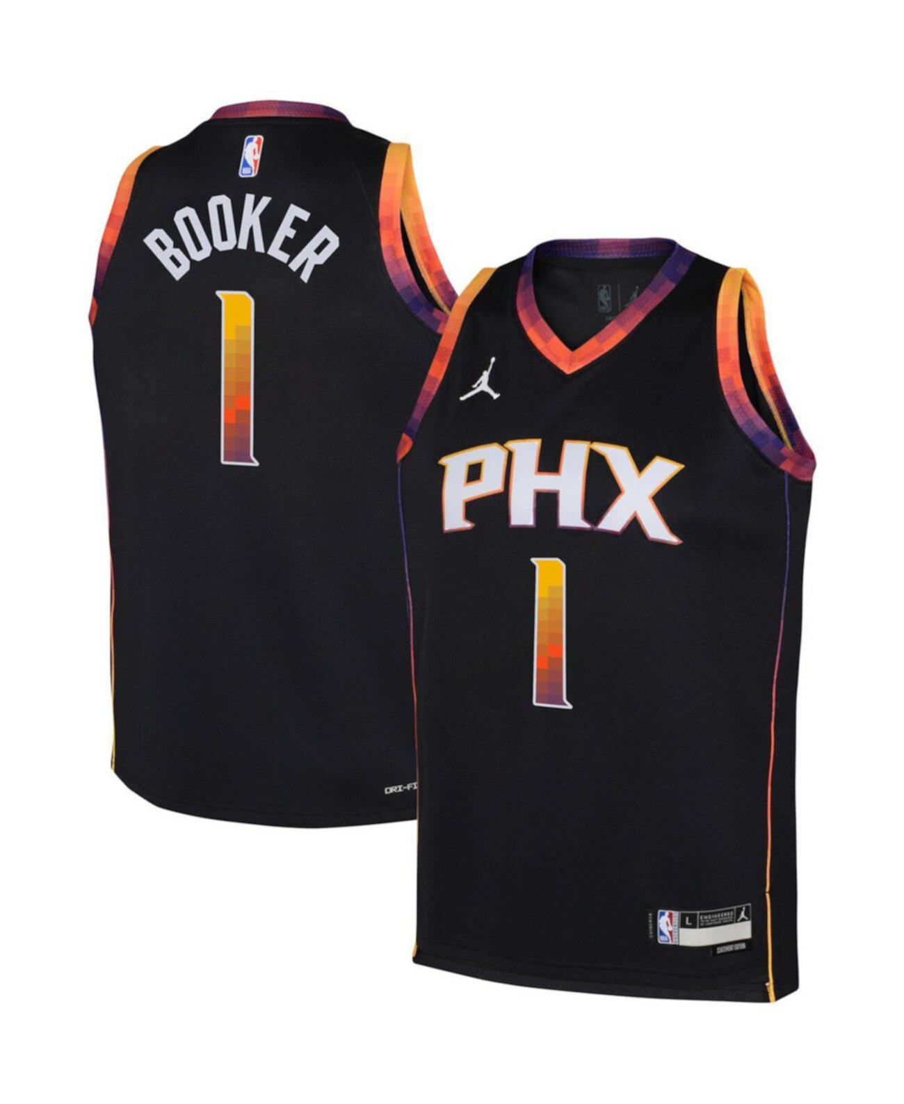 Детская черная майка Devin Booker Phoenix Suns 2022/23 Swingman - Statement Edition Jordan