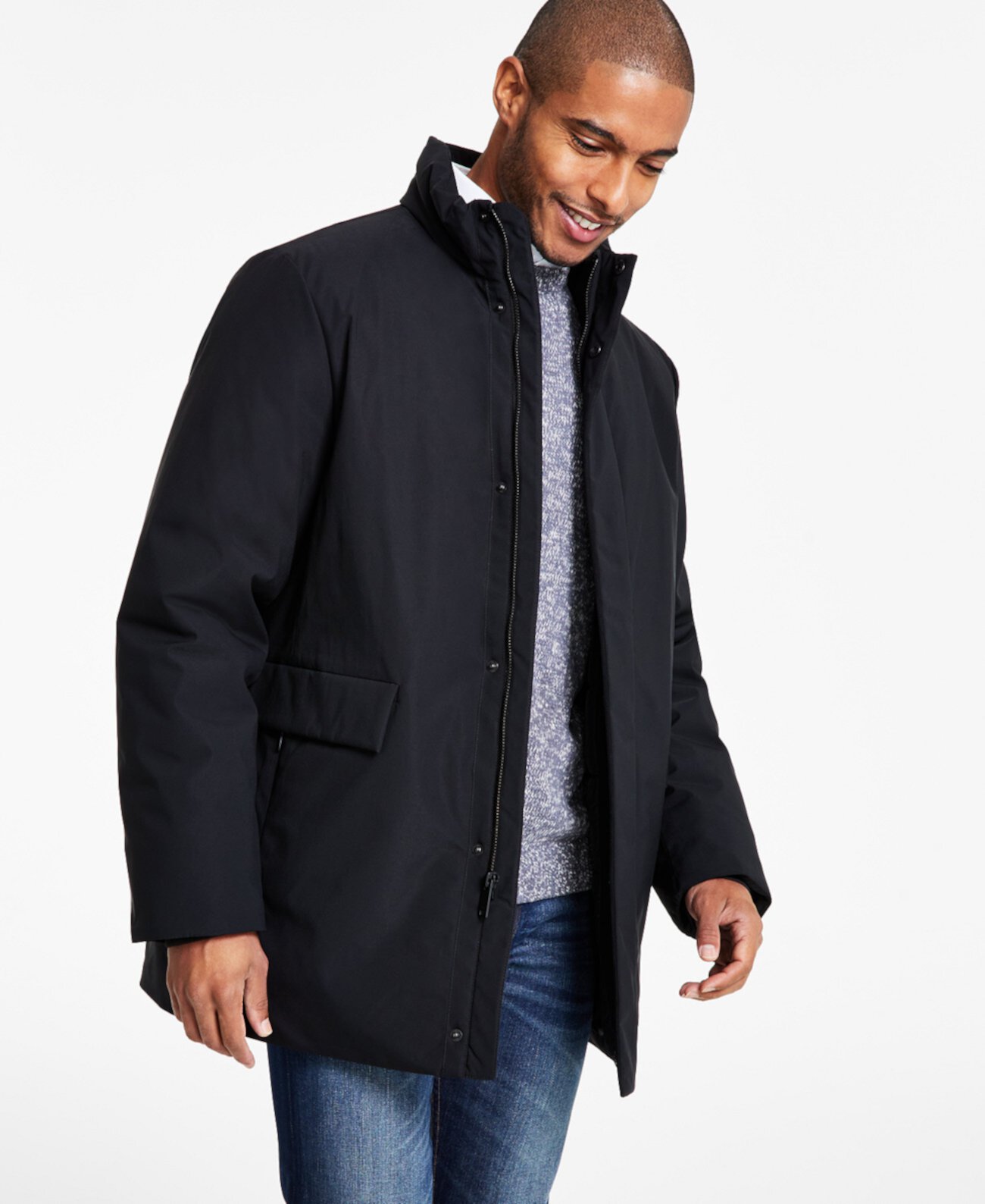 Мужская дорожная куртка длиной 3/4 с молнией во всю длину DKNY