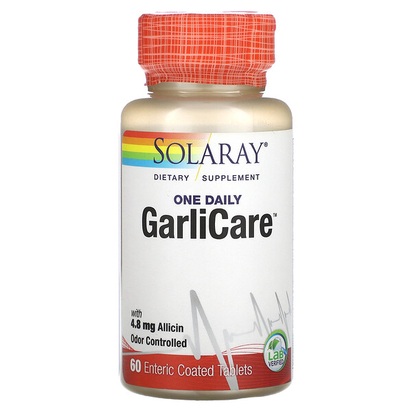 One Daily GarliCare, 60 таблеток с кишечнорастворимой оболочкой Solaray