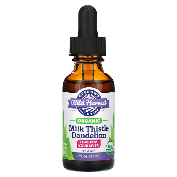 Organic Milk Thistle Dandelion Extract, 1 fl oz (Жидкие унции) (30 ml) Oregon's Wild Harvest