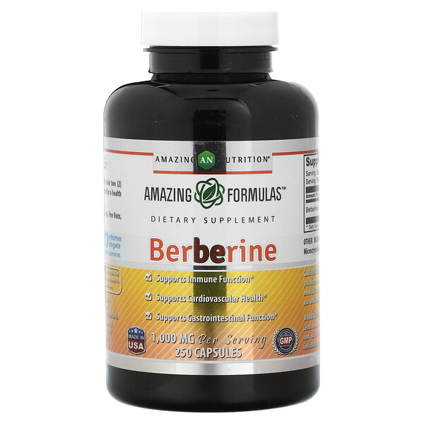 Berberine, 500 mg, 250 Capsules Amazing Nutrition