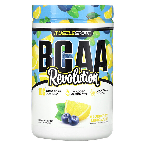 BCAA, Revolution, черничный лимонад, 15,9 унции (450 г) MuscleSport