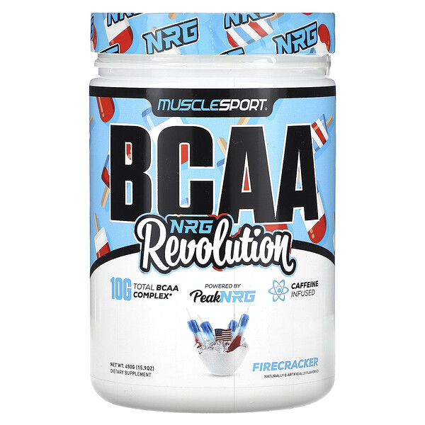 BCAA, NRG Revolution, фейерверк, 15,9 унции (450 г) MuscleSport