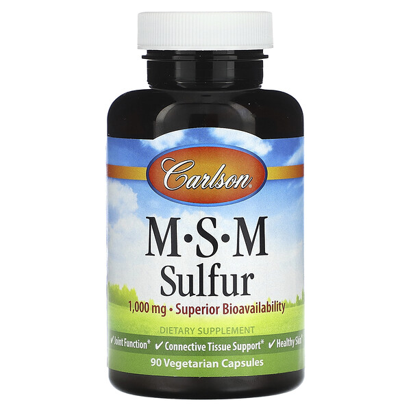 MSM Сера - 1000 мг - 90 вегетарианских капсул - Carlson Carlson