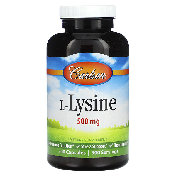 L-лизин, 500 мг, 300 капсул Carlson