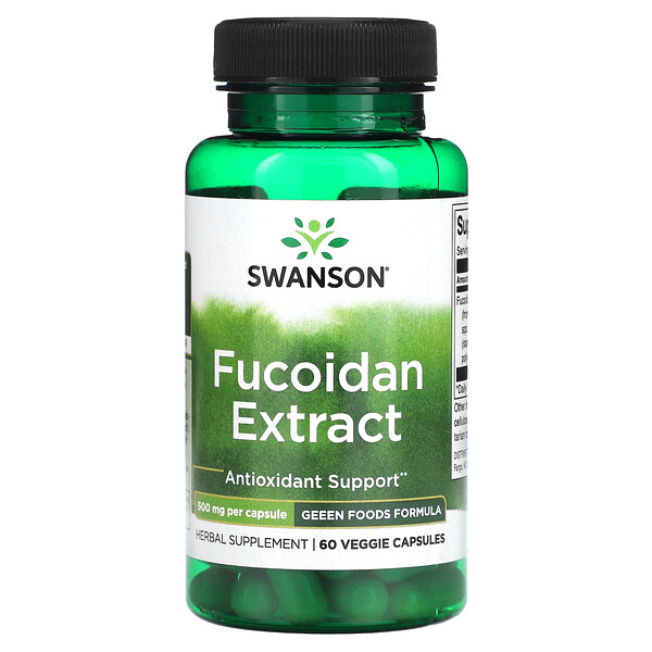 Фукоидан Экстракт - 500 мг - 60 растительных капсул - Swanson Swanson