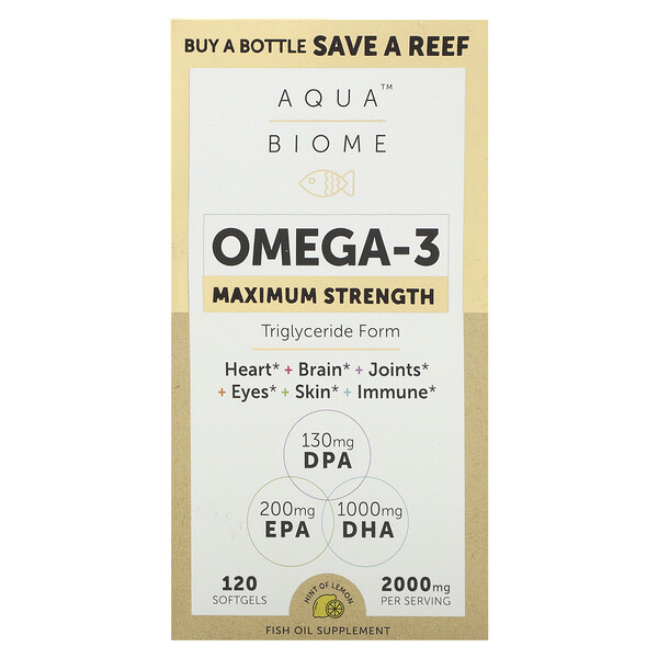 Maximum Strength, Omega-3, Lemon, 2,000 mg, 120 Soft Gels (Мягкие капсулы) (1,000 mg per Softgel) Enzymedica